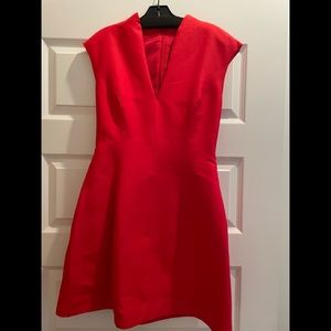 Halston Cap-Sleeve Silk-Blend Faille Flare Dress